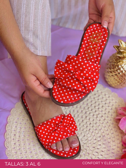 S RED POLKA SATIN BOW