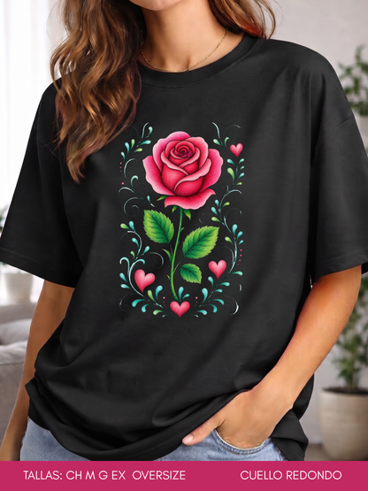 PLAYERA ROSA CON CORAZONES