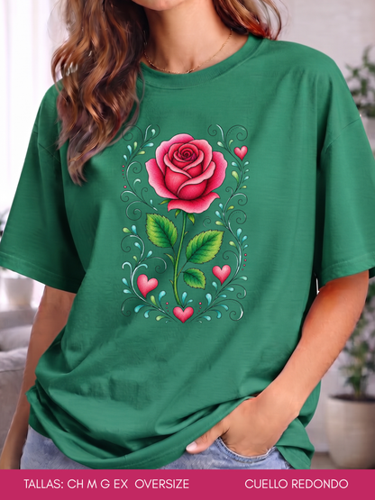 PLAYERA ROSA CON CORAZONES